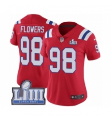 Women's Nike New England Patriots #98 Trey Flowers Red Alternate Vapor Untouchable Limited Player Super Bowl LIII Bound NFL Jersey