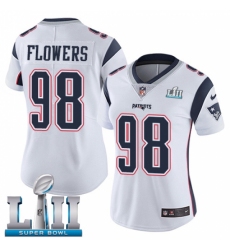 Women's Nike New England Patriots #98 Trey Flowers White Vapor Untouchable Limited Player Super Bowl LII NFL Jersey