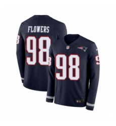 Youth Nike New England Patriots #98 Trey Flowers Limited Navy Blue Therma Long Sleeve NFL Jersey