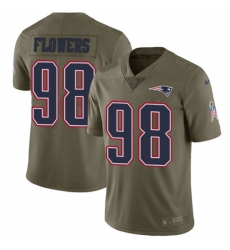 Youth Nike New England Patriots #98 Trey Flowers Limited Olive 2017 Salute to Service NFL Jersey