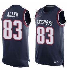 Men's Nike New England Patriots #83 Dwayne Allen Limited Navy Blue Player Name & Number Tank Top NFL Jersey