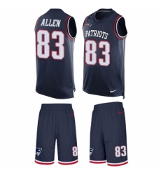 Men's Nike New England Patriots #83 Dwayne Allen Limited Navy Blue Tank Top Suit NFL Jersey