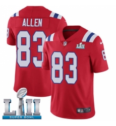 Men's Nike New England Patriots #83 Dwayne Allen Red Alternate Vapor Untouchable Limited Player Super Bowl LII NFL Jersey