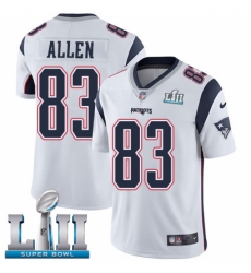 Men's Nike New England Patriots #83 Dwayne Allen White Vapor Untouchable Limited Player Super Bowl LII NFL Jersey