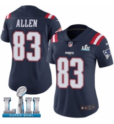 Women's Nike New England Patriots #83 Dwayne Allen Limited Navy Blue Rush Vapor Untouchable Super Bowl LII NFL Jersey