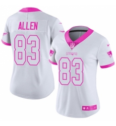 Women's Nike New England Patriots #83 Dwayne Allen Limited White/Pink Rush Fashion NFL Jersey