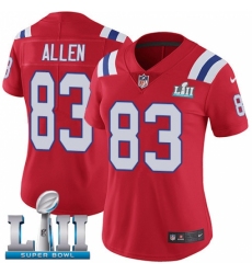 Women's Nike New England Patriots #83 Dwayne Allen Red Alternate Vapor Untouchable Limited Player Super Bowl LII NFL Jersey