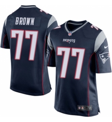 Men's Nike New England Patriots #77 Trent Brown Game Navy Blue Team Color NFL Jersey