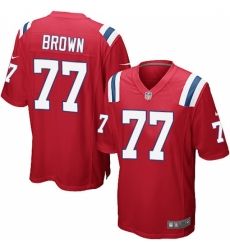 Men's Nike New England Patriots #77 Trent Brown Game Red Alternate NFL Jersey