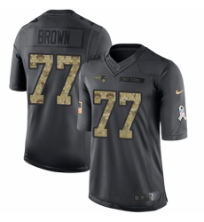 Men's Nike New England Patriots #77 Trent Brown Limited Black 2016 Salute to Service NFL Jersey