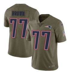 Men's Nike New England Patriots #77 Trent Brown Limited Olive 2017 Salute to Service NFL Jersey