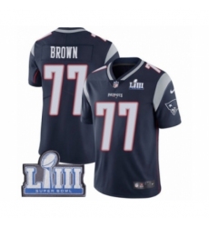 Men's Nike New England Patriots #77 Trent Brown Navy Blue Team Color Vapor Untouchable Limited Player Super Bowl LIII Bound NFL Jersey