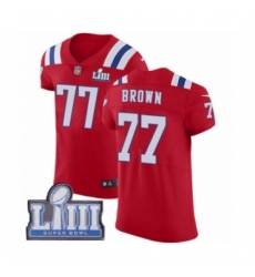 Men's Nike New England Patriots #77 Trent Brown Red Alternate Vapor Untouchable Elite Player Super Bowl LIII Bound NFL Jersey