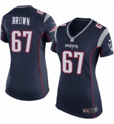 Women's Nike New England Patriots #67 Trent Brown Game Navy Blue Team Color NFL Jersey