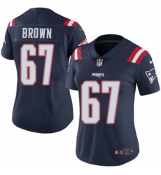 Women's Nike New England Patriots #67 Trent Brown Limited Navy Blue Rush Vapor Untouchable NFL Jersey