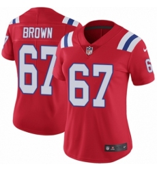 Women's Nike New England Patriots #67 Trent Brown Red Alternate Vapor Untouchable Limited Player NFL Jersey