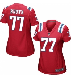 Women's Nike New England Patriots #77 Trent Brown Game Red Alternate NFL Jersey