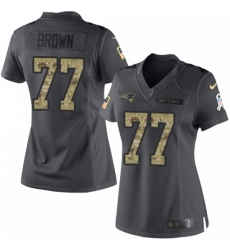 Women's Nike New England Patriots #77 Trent Brown Limited Black 2016 Salute to Service NFL Jersey