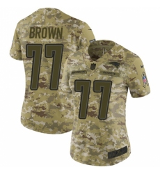 Women's Nike New England Patriots #77 Trent Brown Limited Camo 2018 Salute to Service NFL Jersey