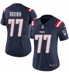 Women's Nike New England Patriots #77 Trent Brown Limited Navy Blue Rush Vapor Untouchable NFL Jersey