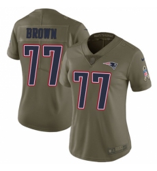 Women's Nike New England Patriots #77 Trent Brown Limited Olive 2017 Salute to Service NFL Jersey