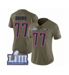 Women's Nike New England Patriots #77 Trent Brown Limited Olive 2017 Salute to Service Super Bowl LIII Bound NFL Jersey