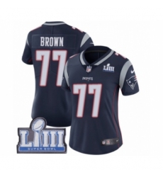 Women's Nike New England Patriots #77 Trent Brown Navy Blue Team Color Vapor Untouchable Limited Player Super Bowl LIII Bound NFL Jersey