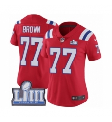 Women's Nike New England Patriots #77 Trent Brown Red Alternate Vapor Untouchable Limited Player Super Bowl LIII Bound NFL Jersey