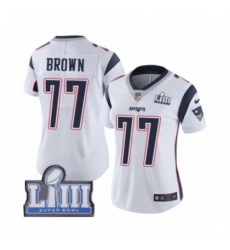 Women's Nike New England Patriots #77 Trent Brown White Vapor Untouchable Limited Player Super Bowl LIII Bound NFL Jersey