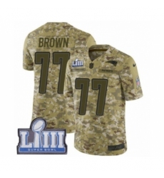 Youth Nike New England Patriots #77 Trent Brown Limited Camo 2018 Salute to Service Super Bowl LIII Bound NFL Jersey