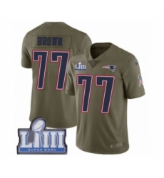 Youth Nike New England Patriots #77 Trent Brown Limited Olive 2017 Salute to Service Super Bowl LIII Bound NFL Jersey