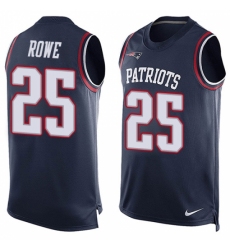 Men's Nike New England Patriots #25 Eric Rowe Limited Navy Blue Player Name & Number Tank Top NFL Jersey
