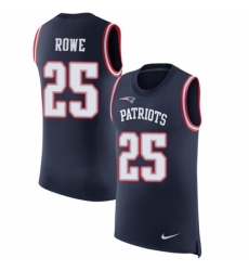 Men's Nike New England Patriots #25 Eric Rowe Limited Navy Blue Rush Player Name & Number Tank Top NFL Jersey