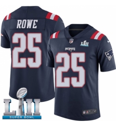 Men's Nike New England Patriots #25 Eric Rowe Limited Navy Blue Rush Vapor Untouchable Super Bowl LII NFL Jersey