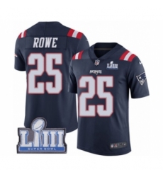 Men's Nike New England Patriots #25 Eric Rowe Limited Navy Blue Rush Vapor Untouchable Super Bowl LIII Bound NFL Jersey