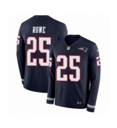 Men's Nike New England Patriots #25 Eric Rowe Limited Navy Blue Therma Long Sleeve NFL Jersey