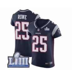 Men's Nike New England Patriots #25 Eric Rowe Navy Blue Team Color Vapor Untouchable Elite Player Super Bowl LIII Bound NFL Jersey