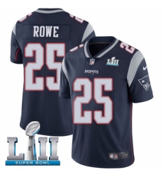 Men's Nike New England Patriots #25 Eric Rowe Navy Blue Team Color Vapor Untouchable Limited Player Super Bowl LII NFL Jersey