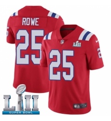 Men's Nike New England Patriots #25 Eric Rowe Red Alternate Vapor Untouchable Limited Player Super Bowl LII NFL Jersey