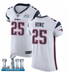 Men's Nike New England Patriots #25 Eric Rowe White Vapor Untouchable Elite Player Super Bowl LII NFL Jersey