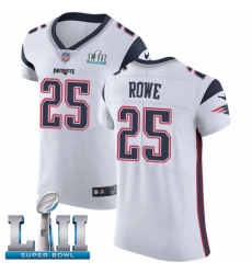Men's Nike New England Patriots #25 Eric Rowe White Vapor Untouchable Elite Player Super Bowl LII NFL Jersey