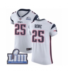 Men's Nike New England Patriots #25 Eric Rowe White Vapor Untouchable Elite Player Super Bowl LIII Bound NFL Jersey