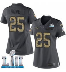 Women's Nike New England Patriots #25 Eric Rowe Limited Black 2016 Salute to Service Super Bowl LII NFL Jersey