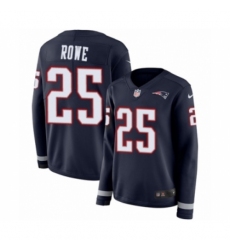 Women's Nike New England Patriots #25 Eric Rowe Limited Navy Blue Therma Long Sleeve NFL Jersey