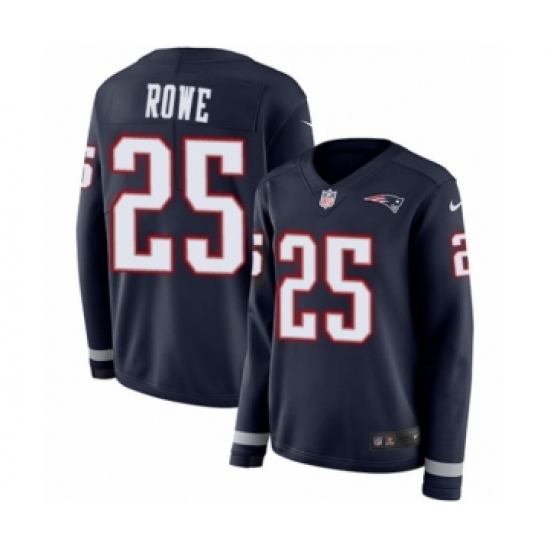 Women's Nike New England Patriots #25 Eric Rowe Limited Navy Blue Therma Long Sleeve NFL Jersey Women's Nike New England Patriots #25 Eric Rowe Limited Navy Blue Therma Long Sleeve NFL Jersey