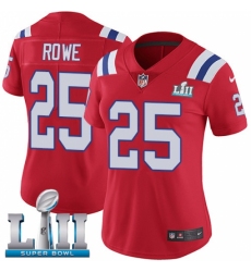 Women's Nike New England Patriots #25 Eric Rowe Red Alternate Vapor Untouchable Limited Player Super Bowl LII NFL Jersey