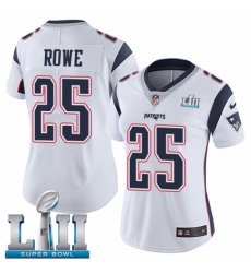 Women's Nike New England Patriots #25 Eric Rowe White Vapor Untouchable Limited Player Super Bowl LII NFL Jersey