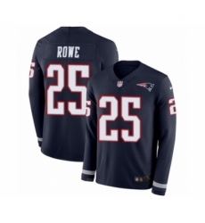 Youth Nike New England Patriots #25 Eric Rowe Limited Navy Blue Therma Long Sleeve NFL Jersey