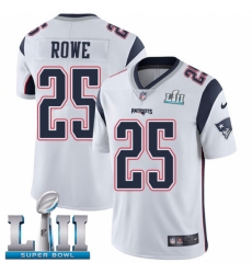 Youth Nike New England Patriots #25 Eric Rowe White Vapor Untouchable Limited Player Super Bowl LII NFL Jersey