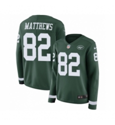 Women's Nike New York Jets #82 Rishard Matthews Limited Green Therma Long Sleeve NFL Jersey